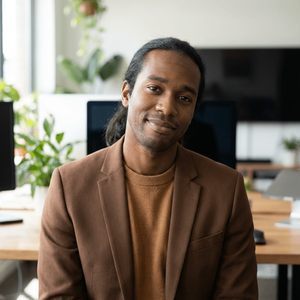 Alexander Reed in a suit with a confident expression in a modern office